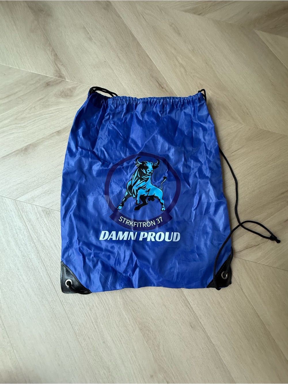 Damn Proud Blue Drawstring Backpack - STRKFITRON 37